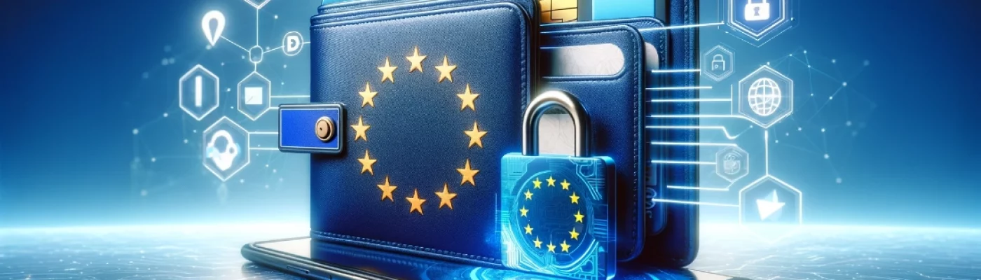 A digital concept illustration representing the EU Digital ID Wallet